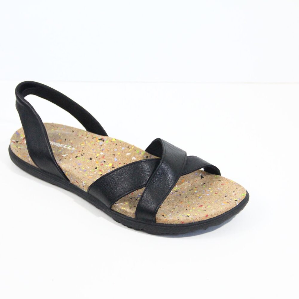 Merrell Napa Valley Sling Sandals New Sz 11 Women Black Leather Flat Shoe